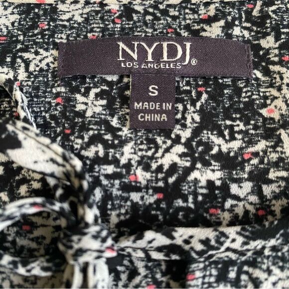 NYDJ Not Your Daughters Jeans Popover Top Blouse Keyhole Tie Neckline Sz S - Picture 8 of 12